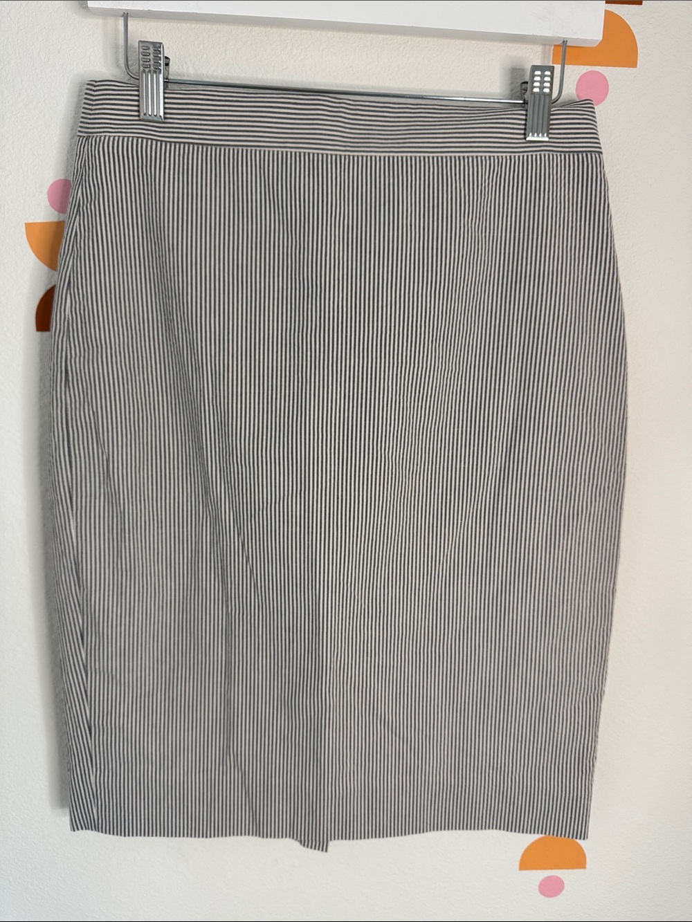 J. Crew Black and White Pinstripe Pencil Skirt